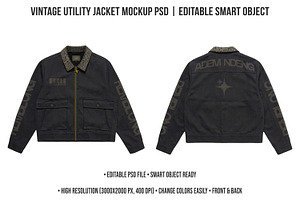 Vintage Utility Jacket Mockup PSD