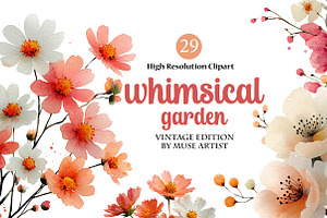 Whimsical Spring Garden Clipart, an Illustration by DreamArtGraphic