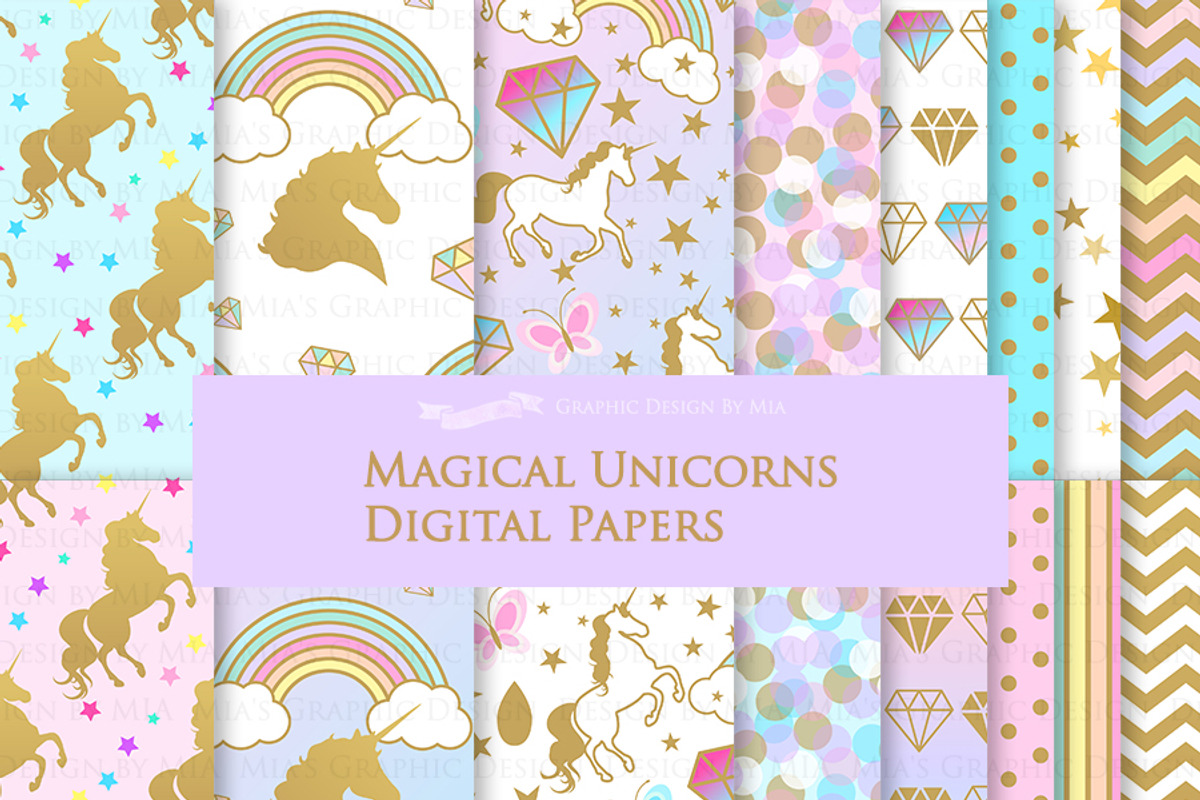 Magical Unicorns, Einhorn, Flat Gold, an Illustration by Mia's Graphic Design (Photo 7 of 9)