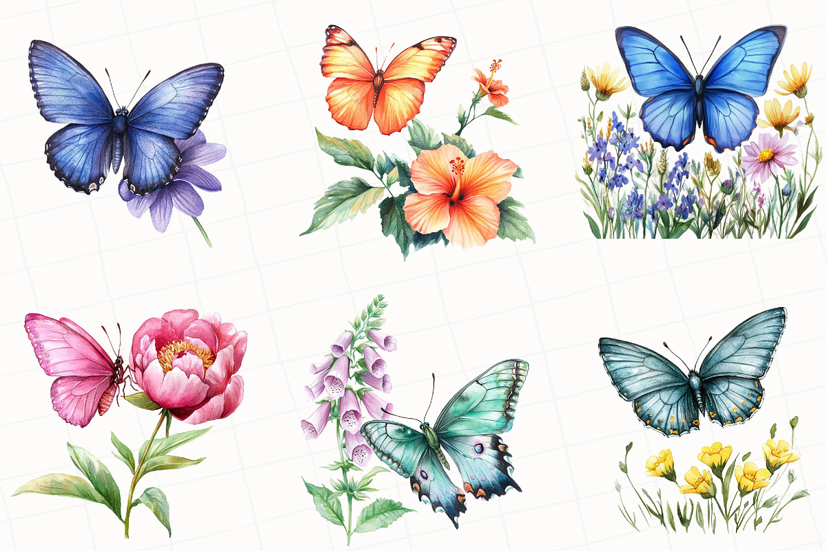 Summer Butterflies Garden Clipart, an Illustration by OK Design (Photo 4 of 5)
