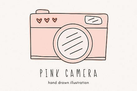 Pink camera clipart illustration