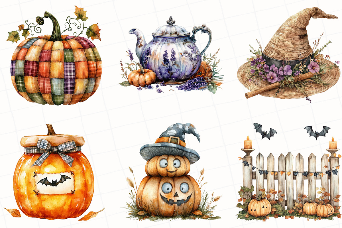 Halloween Cottagecore Clipart, an Illustration by OK Design (Photo 4 of 5)