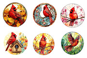 Stained Glass Cardinal Bird Clipart, an Illustration by CreationArt (Thumbnail 2 of 5)