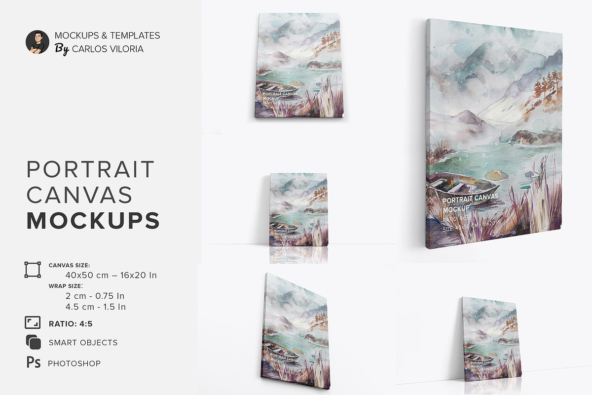Canvas Mockups Bundle 01, a Merchandise Mockup by Mockups by Carlos Viloria (Photo 24 of 53)