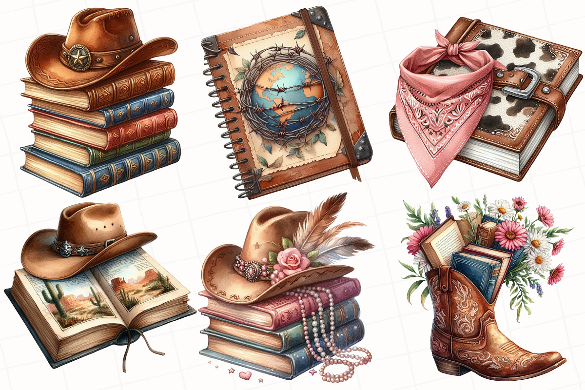 Western Cowgirl Book Clipart, an Illustration by OK Design (Photo 4 of 5)