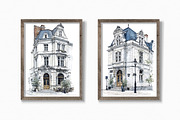 Parisian Townhouses, a Decorative Illustration by rileyBgraphics (Thumbnail 3 of 7)