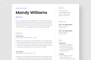 Resume Template Mandy, a Resume Template by Olympia Resume