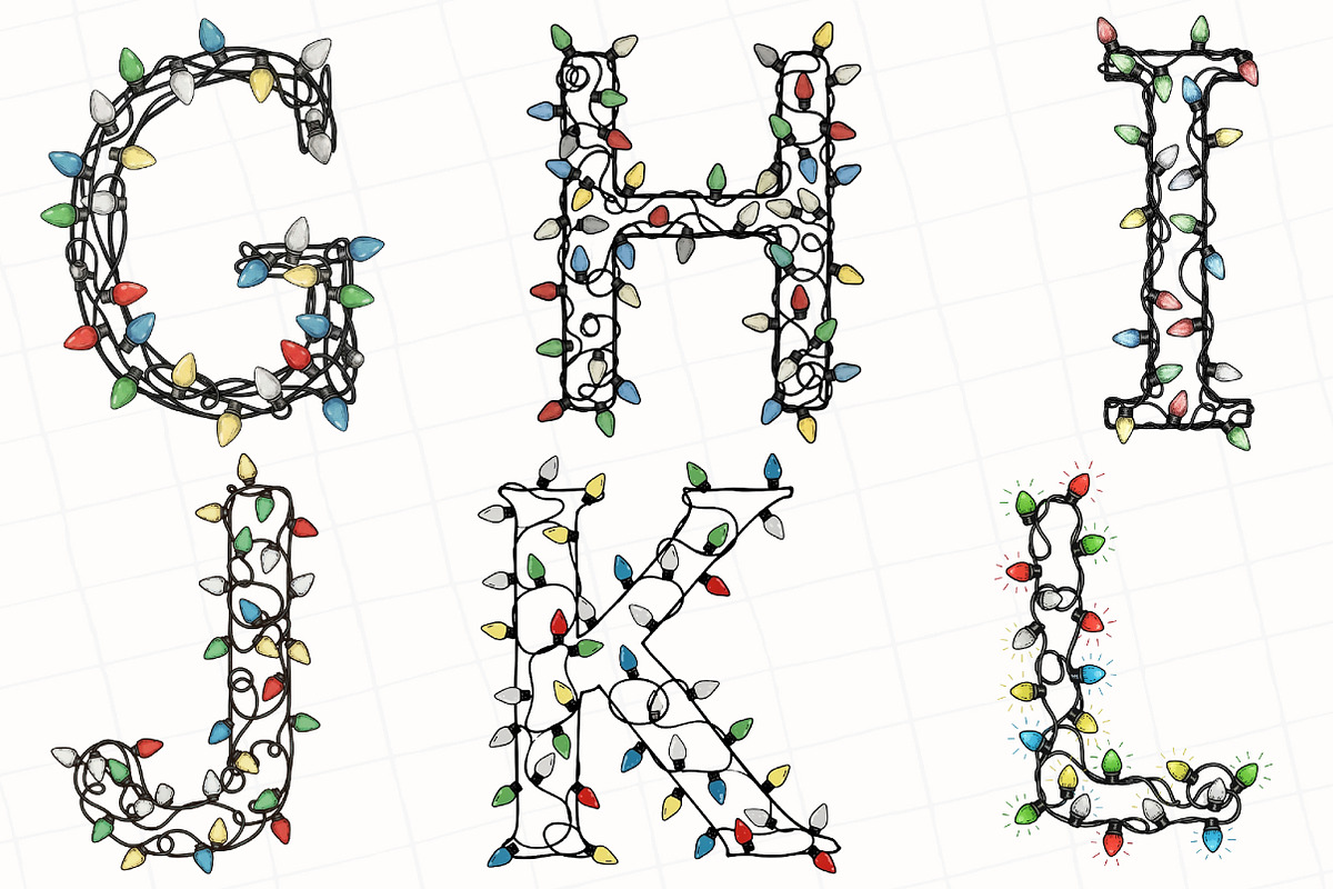 Christmas Lights Alphabet Clipart, an Illustration by OK Design (Photo 3 of 5)
