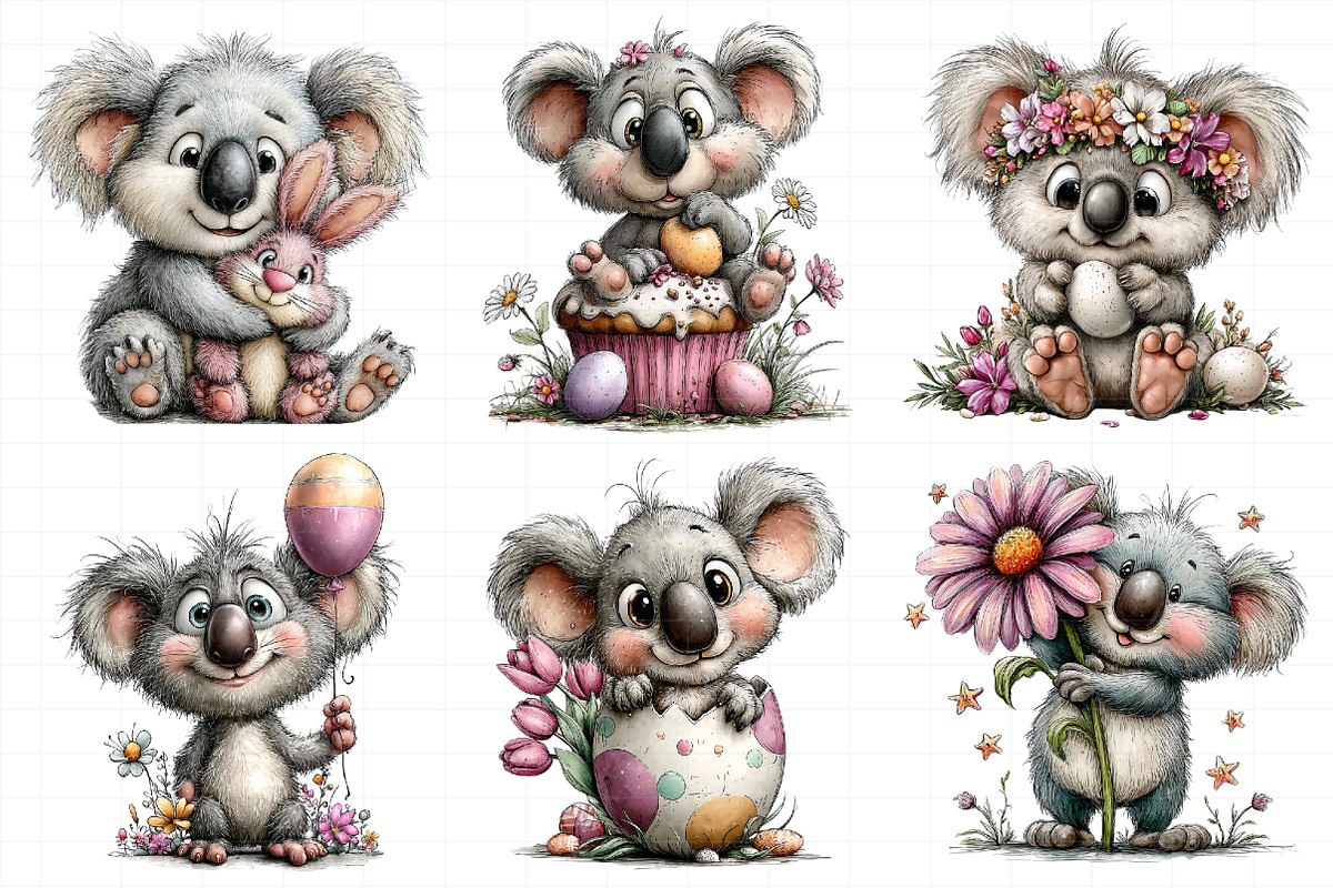 Whimsical Easter Koala Clipart, an Illustration by Daily.Designs (Photo 5 of 8)