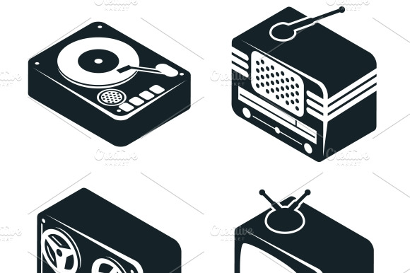 3D Icons Of Retro Media Devices