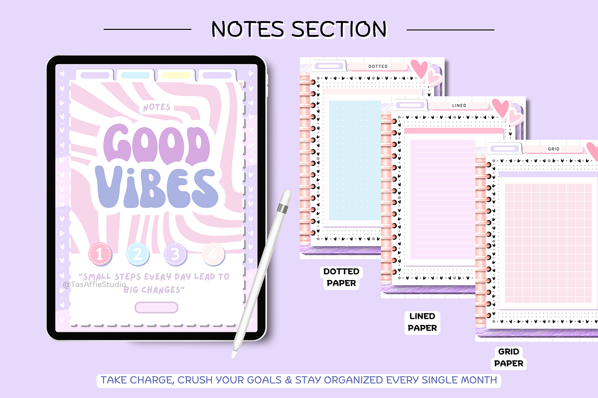 Portrait Purple Digital Planner, a Stationery Template by Tas Creative Studio (Photo 9 of 12)