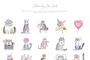 Watercolor Valentine Cat Clipart Set, an Illustration by Pati Paints (Thumbnail 2 of 9)