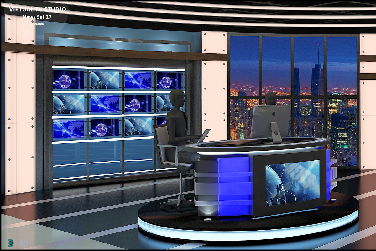 Virtual TV Studio News Set 27, an Architecture 3D Model by akerStudio (Photo 18 of 49)