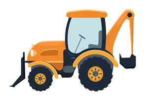 Cartoon tractor with bucket, a Transportation Illustration by Yayasya