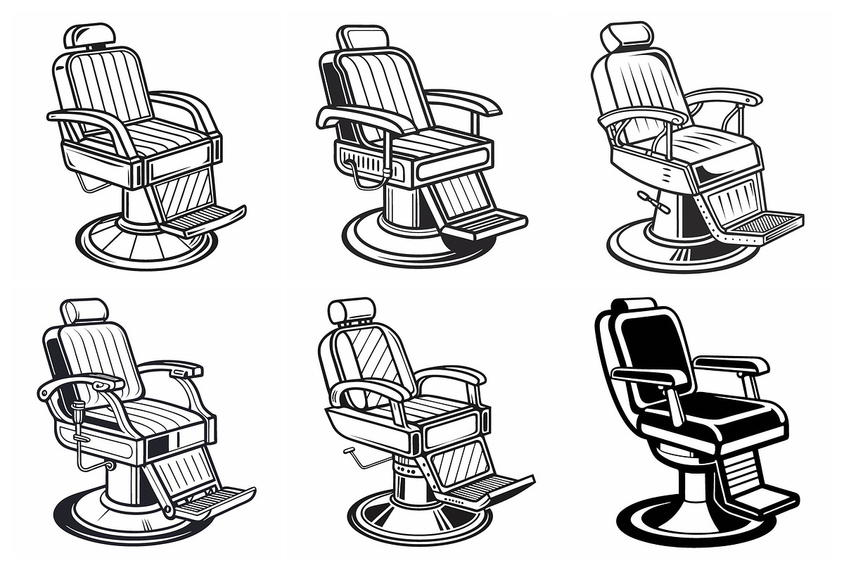 Barbershop chairs in black and white, an Object Graphic by Billah Hub