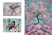 Birds welcome Spring - oil painting, an Animal Illustration by Lana Sham (Thumbnail 2 of 13)