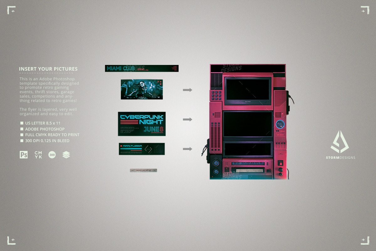Synthwave Flyer Cyberpunk 1980 Party, a Flyer Template by Storm Pixels (Photo 3 of 4)