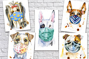 Dogs in face mask, an Animal Illustration by Watercolor fantasy (Thumbnail 3 of 5)