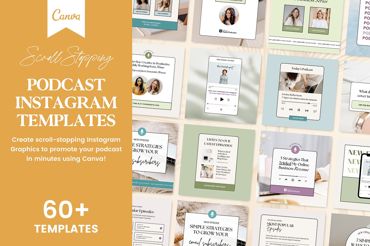 Podcast Promo Instagram Templates, a Social Media Template by Fallon Gerst (Photo 3 of 16)