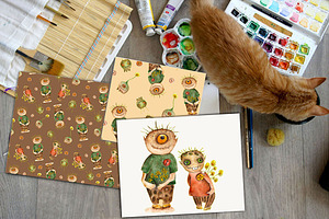 Watercolor Collection Of CuteMonster