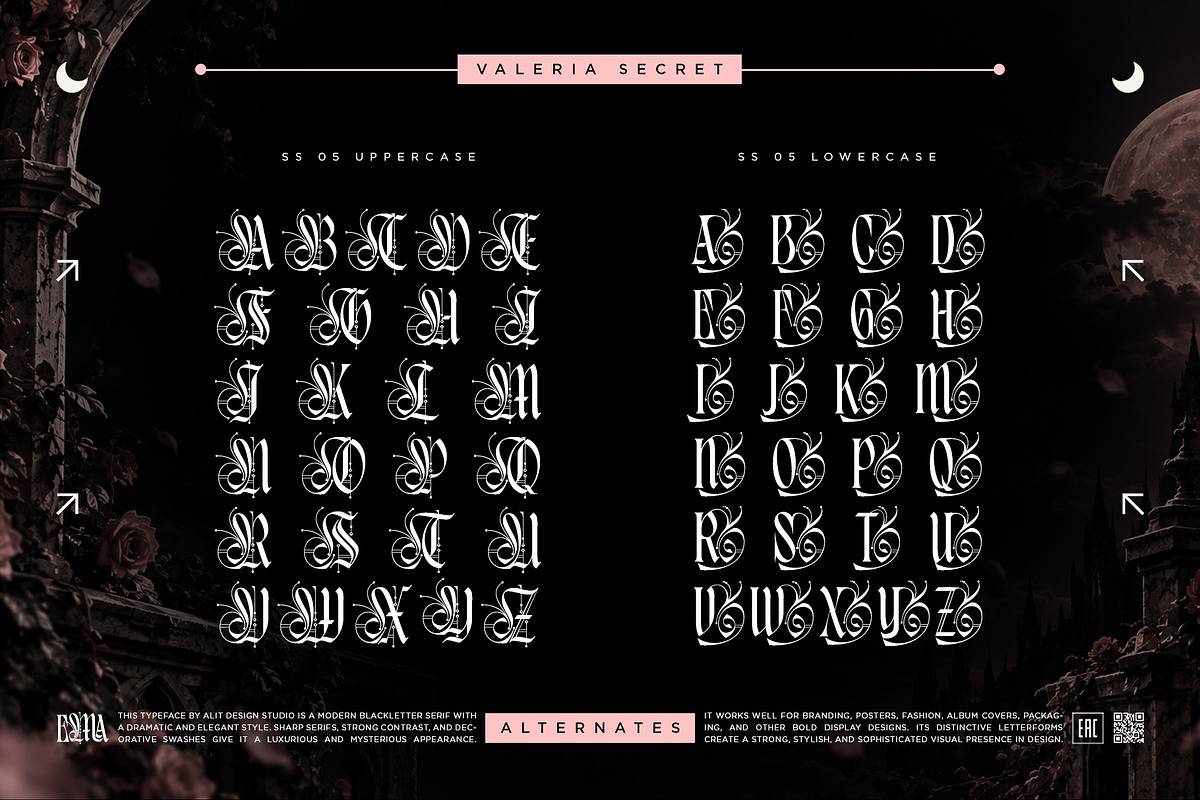Valeria Secret Typeface, a Blackletter Font by alit design (Photo 8 of 17)