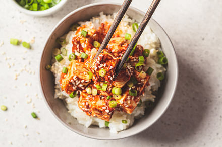 Korean dubu-jorim with rice, a Food & Drink Photo by vaaseenaa