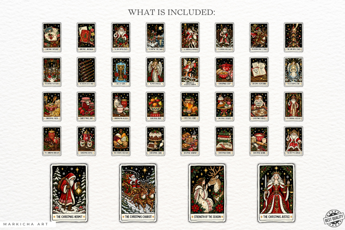 Christmas Tarot Cards PNGs, a Seasonal Illustration by Markicha Art (Photo 4 of 5)