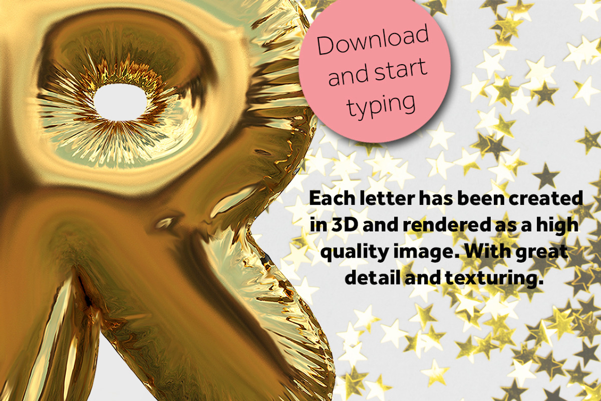 Gold foil balloon font preview 3