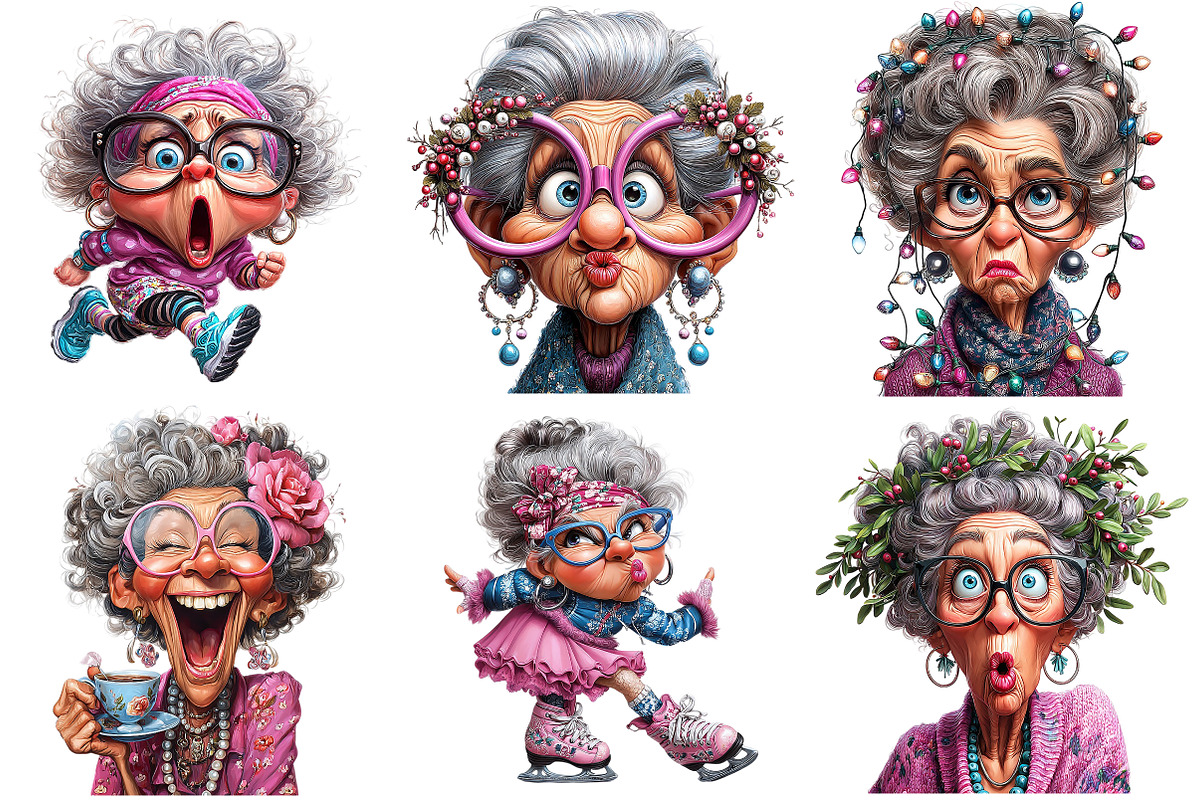 Crazy Old Lady Christmas Sublimation, an Illustration by Craft Nest (Photo 9 of 9)