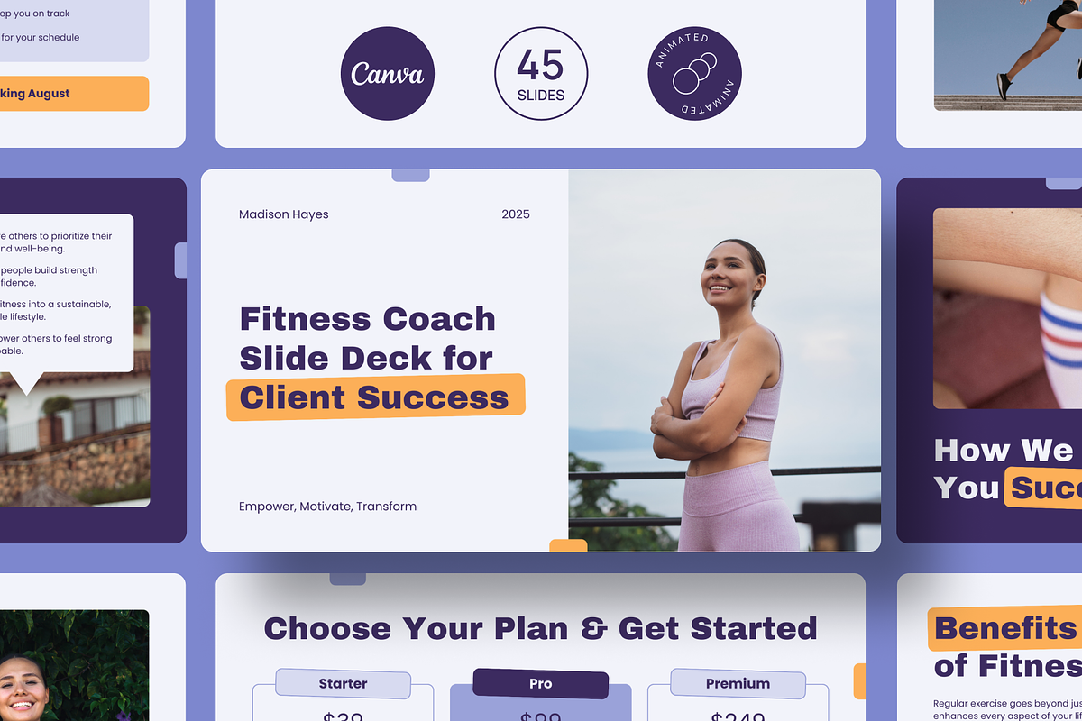 Fitness Coach Slide Deck Template, a Presentation Template by Mirely Creative Co (Photo 1 of 9)
