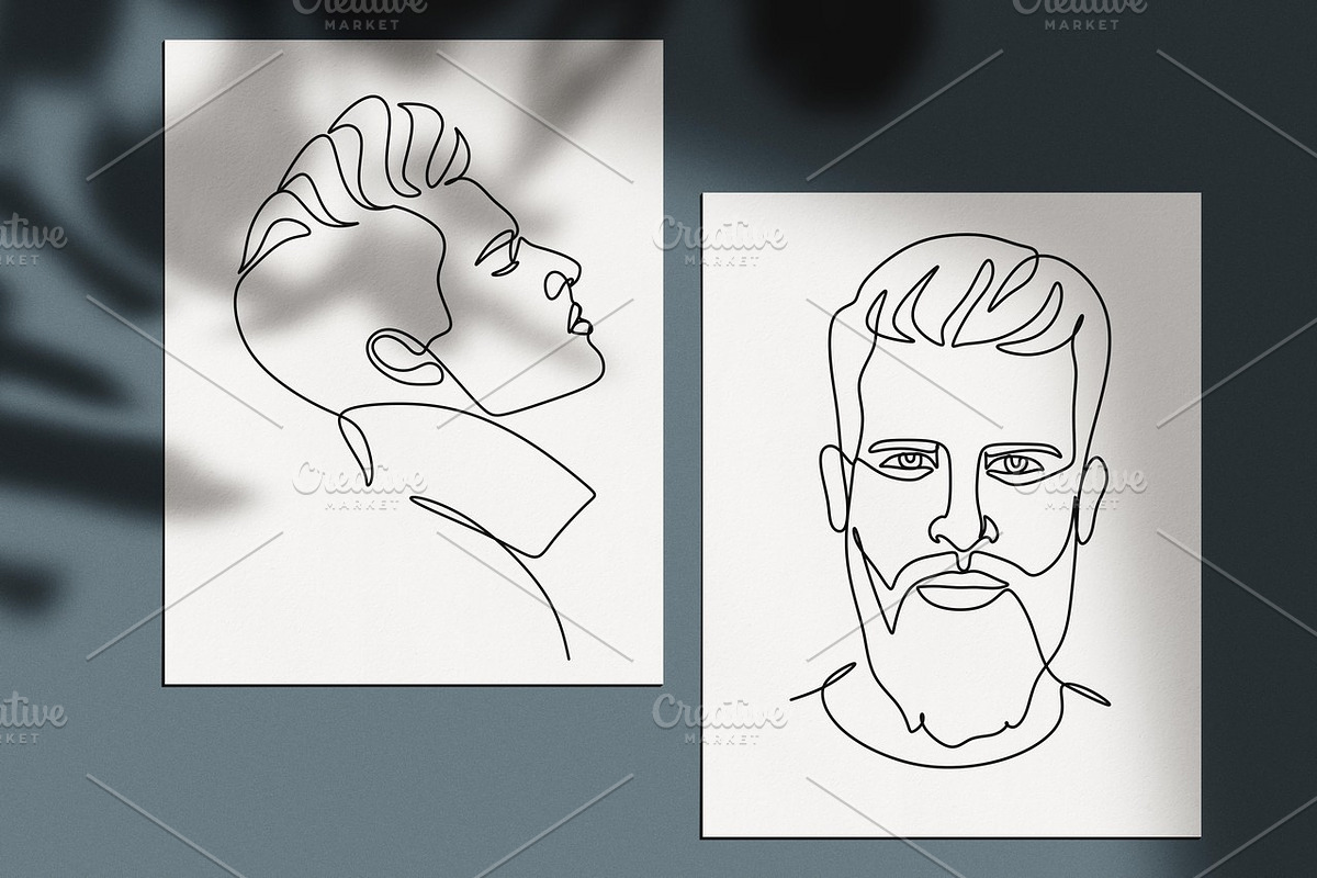 20 Man portrait vector line art, a Person Illustration by velychko.ua