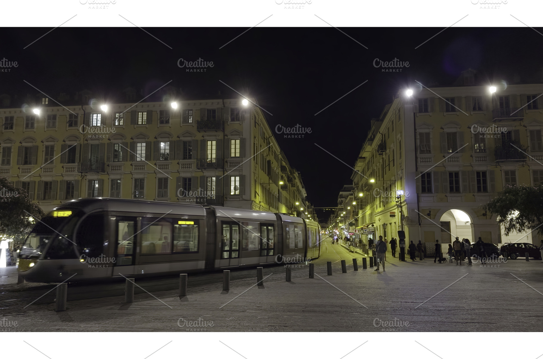 Modern tram passing through place, an Architecture Photo by Media Whale Stock