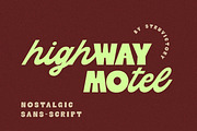 Highway Motel Retro Vibe Sans Script, a Script Font by Struvictory.art (Thumbnail 1 of 10)