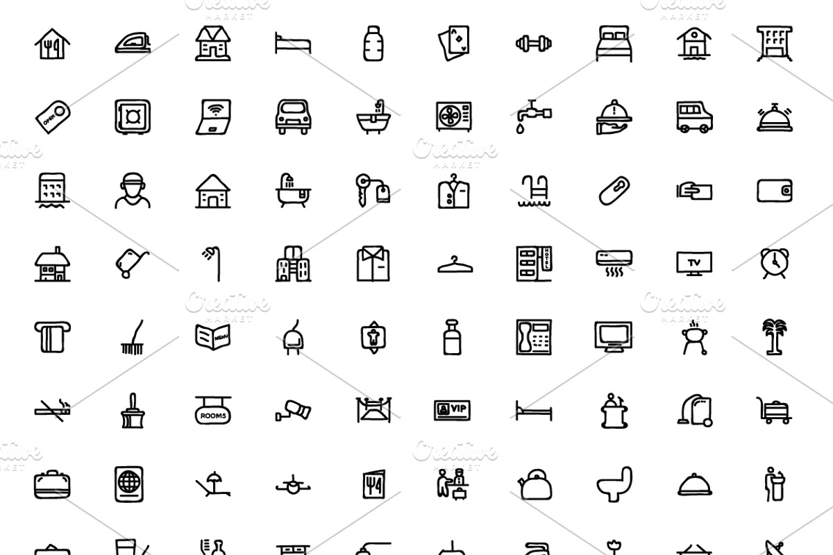 50+ Hotel & Resturent Hand Drawn, an Icon by Dinosoftlabs (Photo 2 of 2)