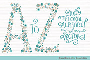 Vintage Blue Floral Alphabet, an Illustration by Amanda Ilkov (Thumbnail 1 of 5)