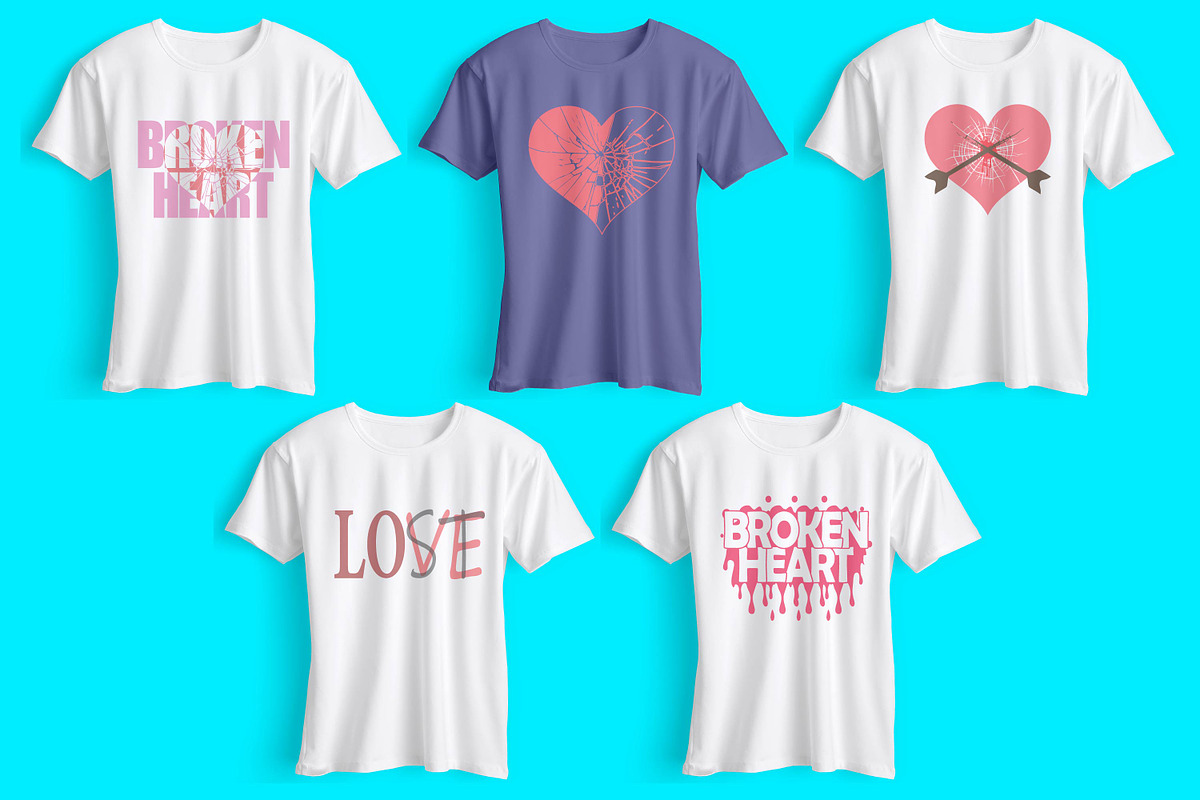 Broken Heart T Shirt Design, a Print Template by Active Designers (Photo 1 of 6)