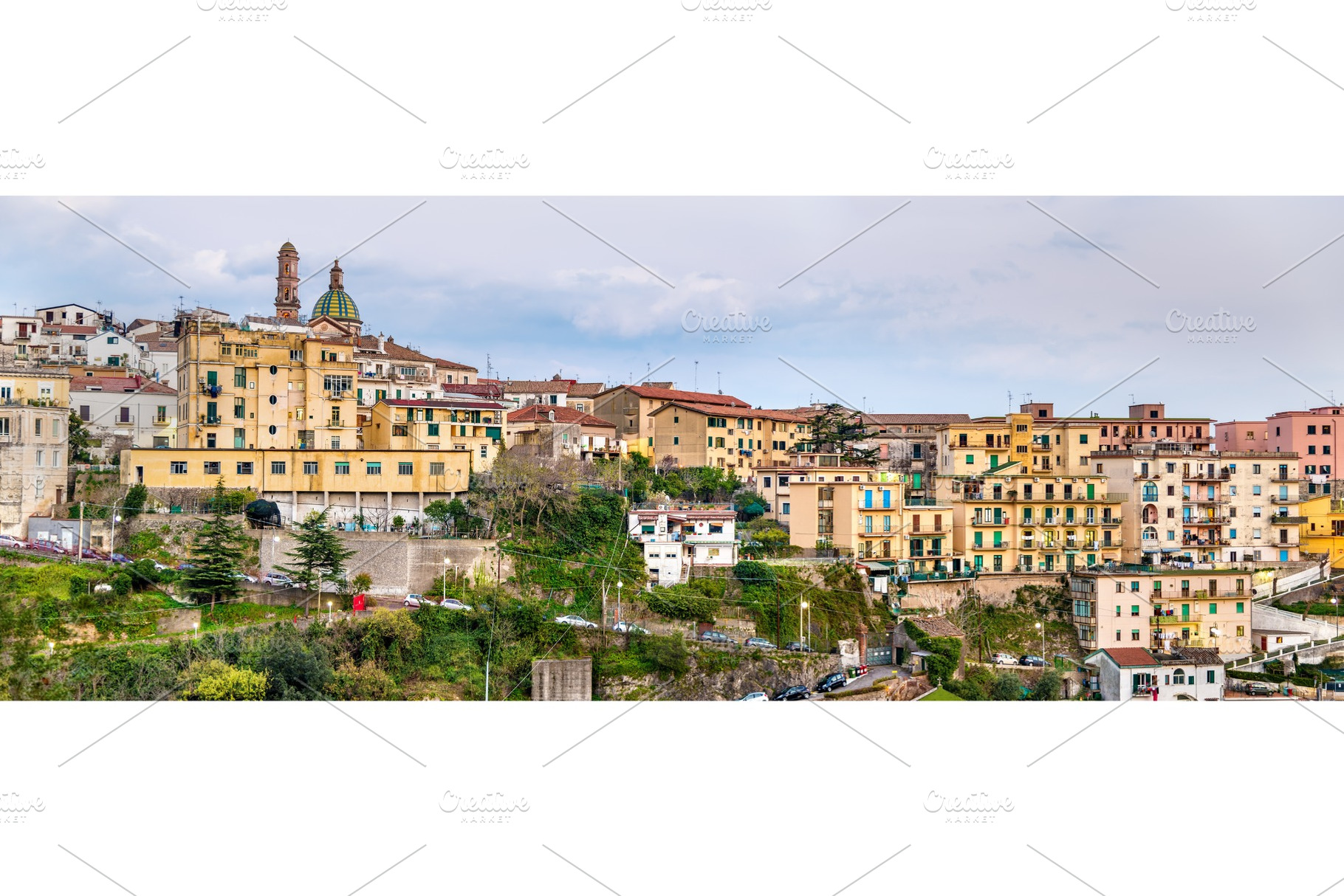 View of Vietri Sul Mare town on the Amalfi coast, an Architecture Photo by Leonid Andronov