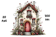 Whimsical Floral Spring House, a Seasonal Illustration by GiraffeCreative (Thumbnail 2 of 20)