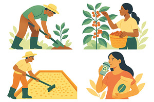 Farmers engaging in diverse, an Illustration by ZinetroN