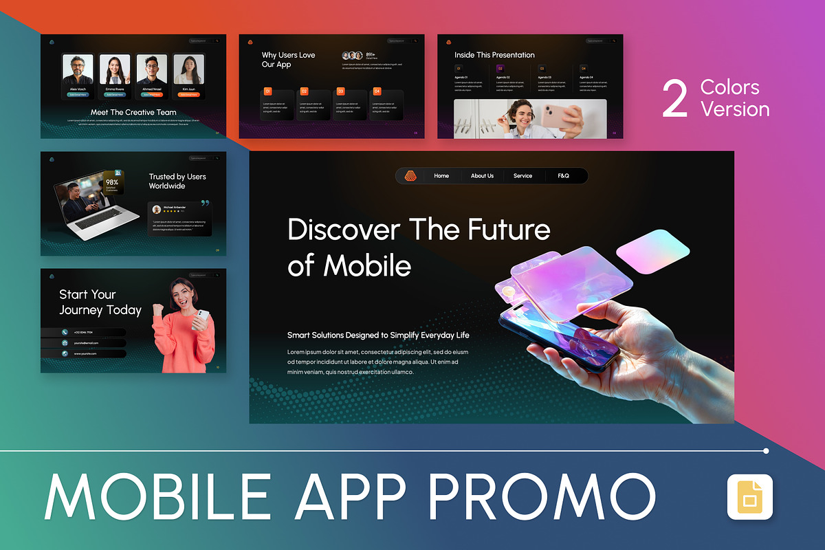 Mobile App Promo Google Slides, a Presentation Template by Antstheme (Photo 1 of 4)