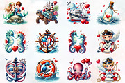 Nautical Valentine's sublimation png, an Illustration by RobertsArt (Thumbnail 3 of 7)
