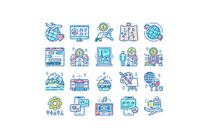 Vacation Rentals Place set Icons, an Object Illustration by pikepicture