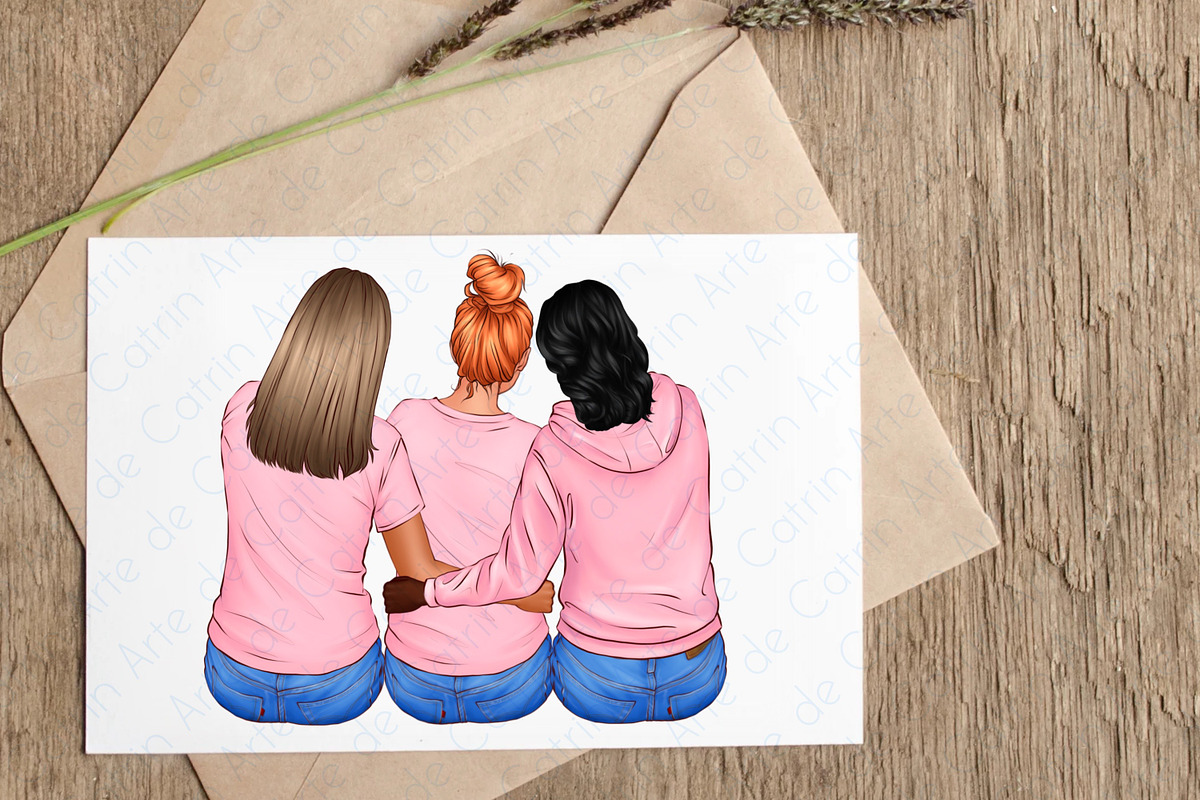 Besties Clipart, Best Friends Art, a Person Illustration by ArtedeCatrin (Photo 9 of 10)