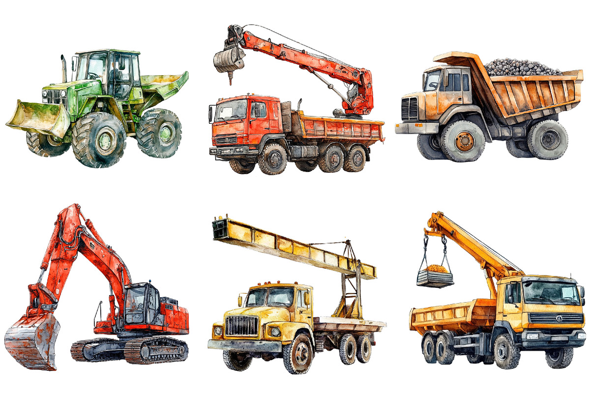 Construction Trucks Clipart Bundle, an Illustration by Pixels.Craft (Photo 2 of 5)