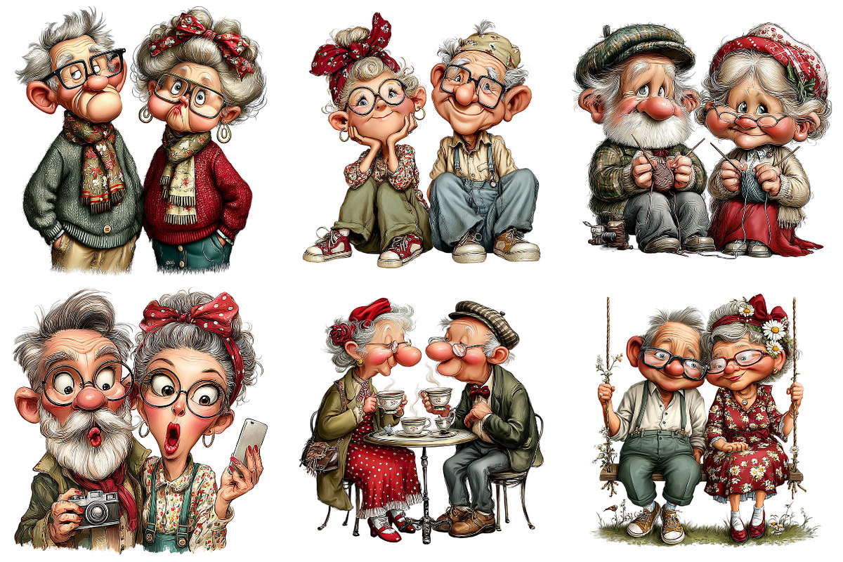 Whimsical Old Man Birthday Clipart, an Illustration by Craft Nest (Photo 3 of 8)