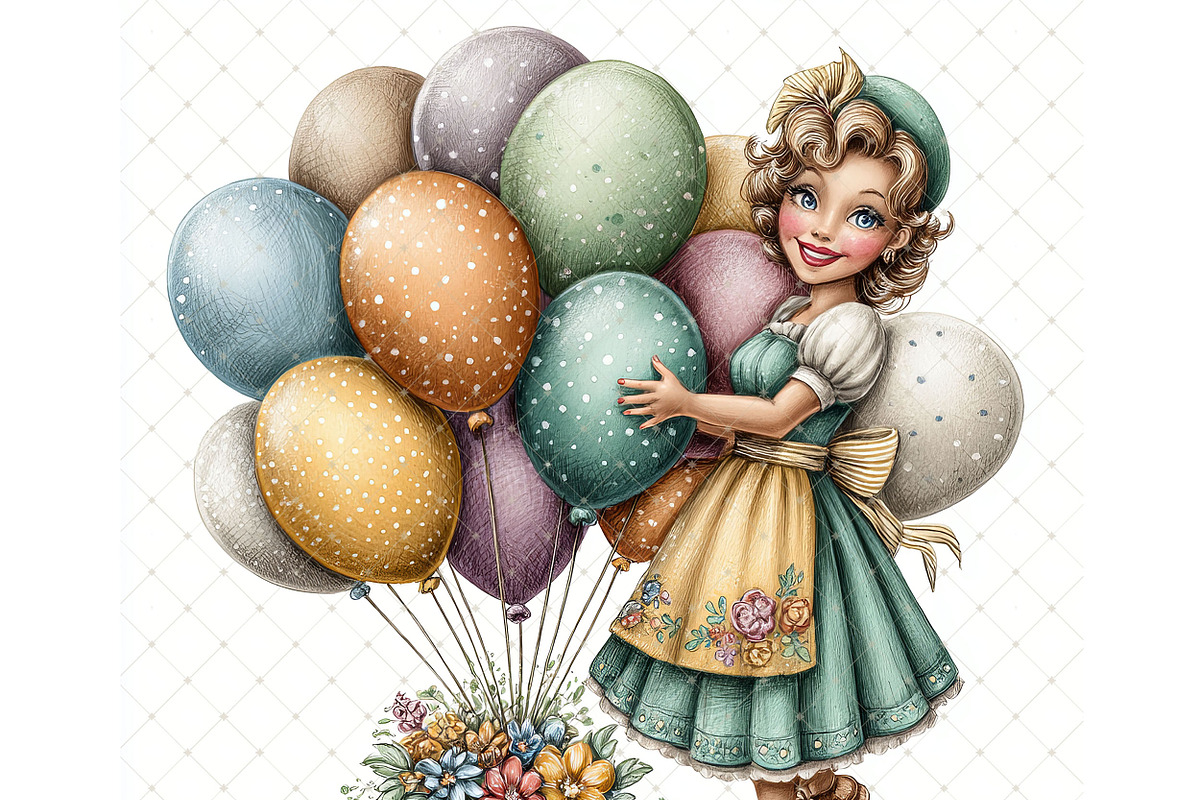 Balloon girl Clipart JPG, a Person Illustration by Memories By Lea (Photo 11 of 18)