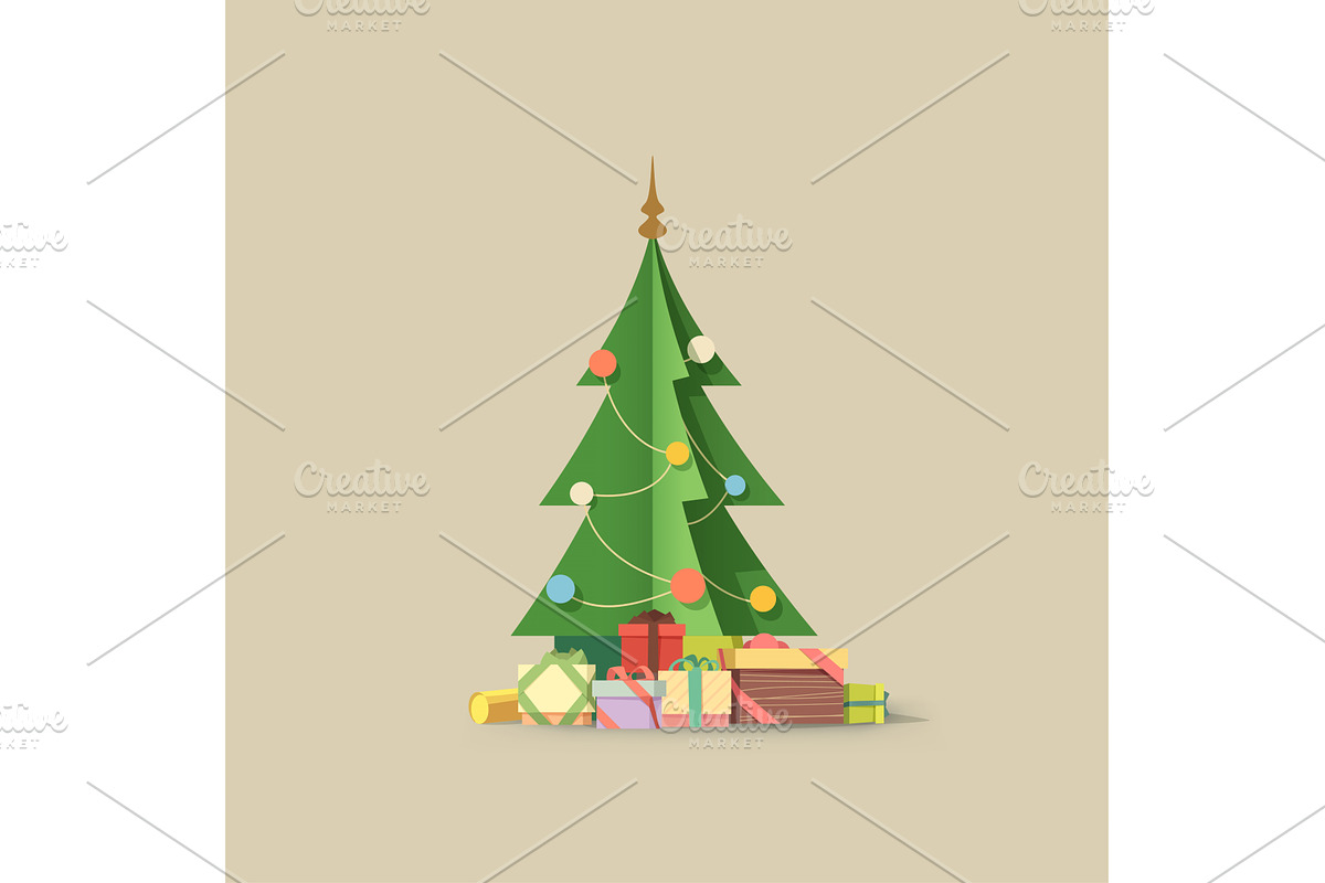 a christmas tree with gifts and, an Object Illustration by IfH