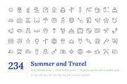 234 Summer and Travel Outine Icons, an Outline Icon by Vectors Market (Thumbnail 1 of 3)