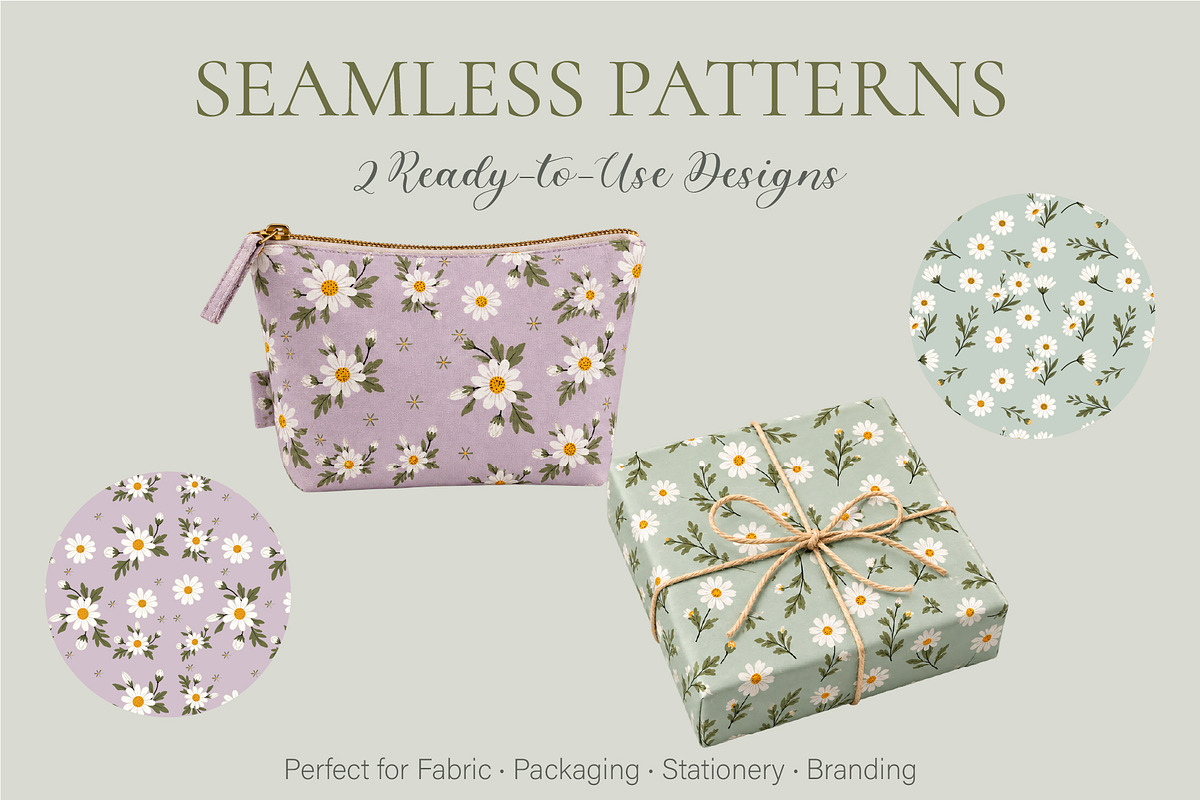 Wild Daisy Floral Set & Patterns, a Decorative Illustration by OREHOVKA (Photo 3 of 4)