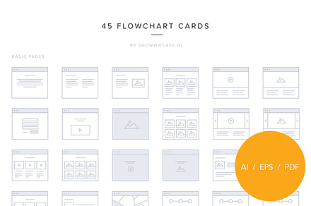 45 flowchart vector screens (2 px.)